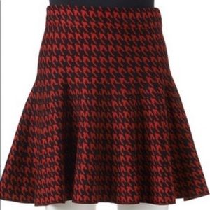 Knit Houndstooth Skater Skirt Red and Black